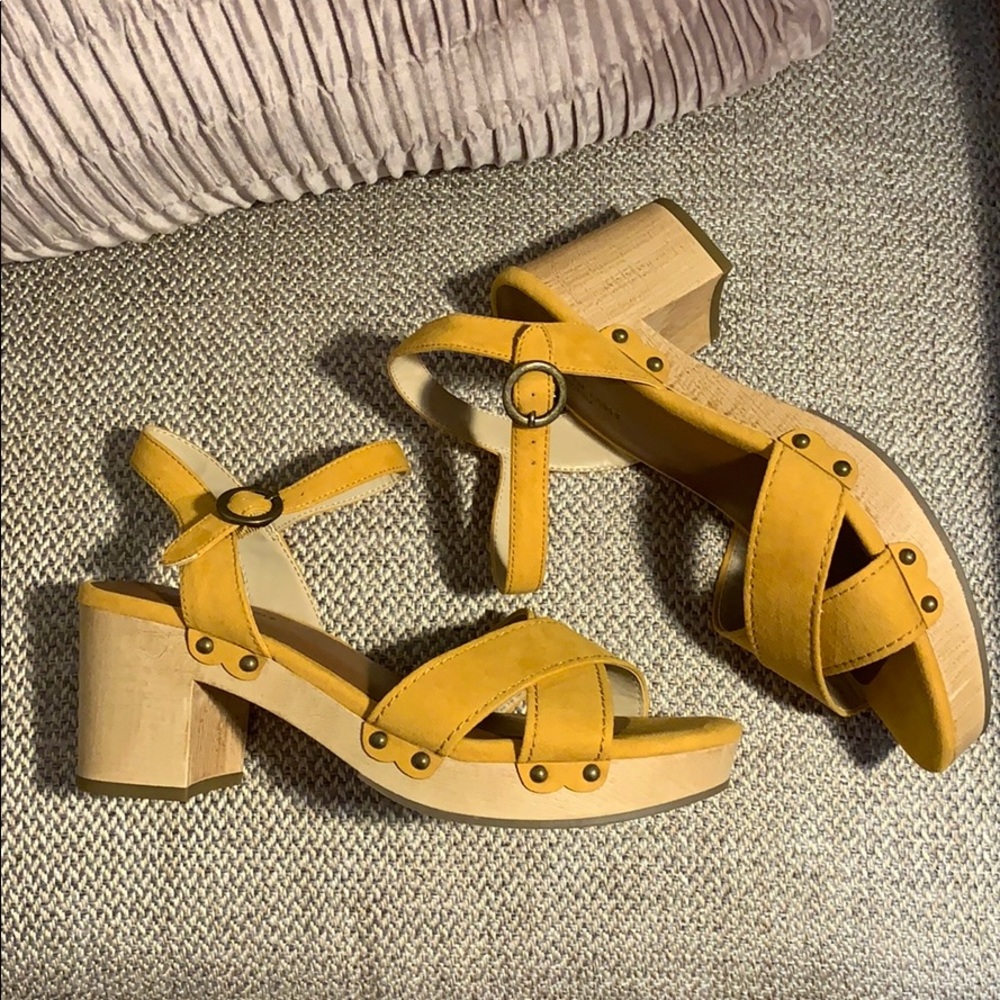 Yellow Studded Block Heels